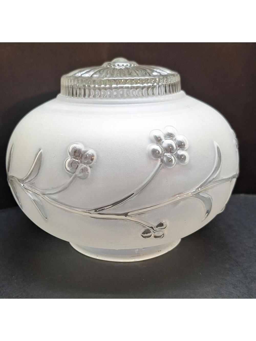Vintage Frosted Glass Ceiling Light Globe Cover With Floral Design 1960's